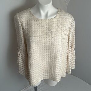 Waverly Gray ivory and gold bell sleeve blouse